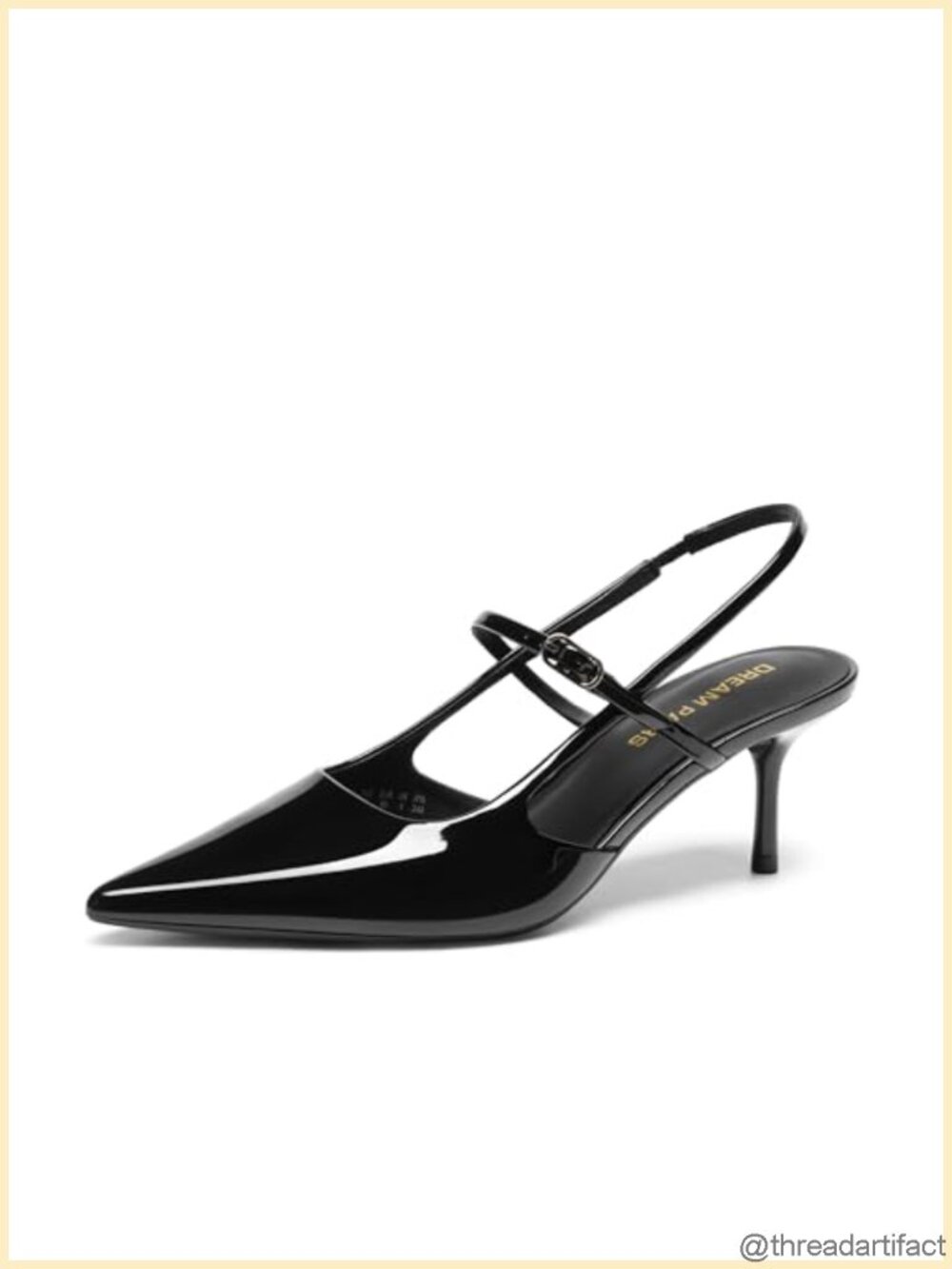 Mary Jane Slingback Kitten Heel Pointed Toe Pumps Faux Leather